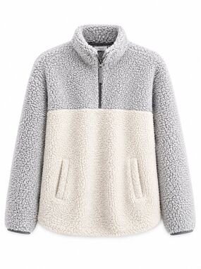 Maurices Colorblock Sherpa Half-Zip Pullover - Gray & Cream Size XXL